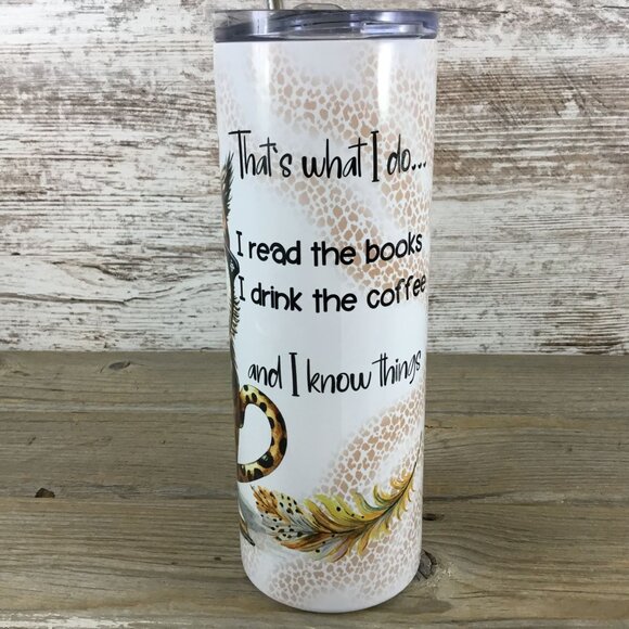 Owl That's What I Do I Read the Books 20 oz Skinny Tumbler - Picture 2 of 4